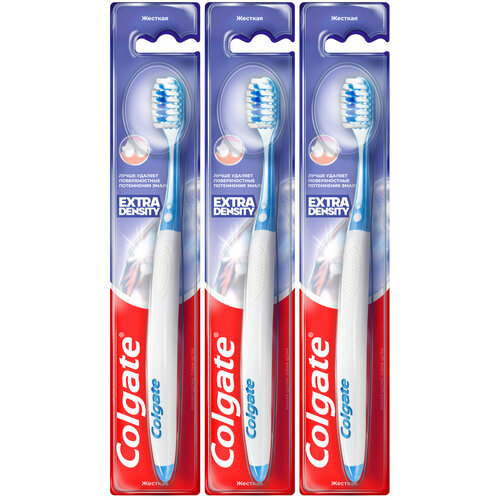 Зубная щетка Colgate Extra Density, жесткая, 3 шт.