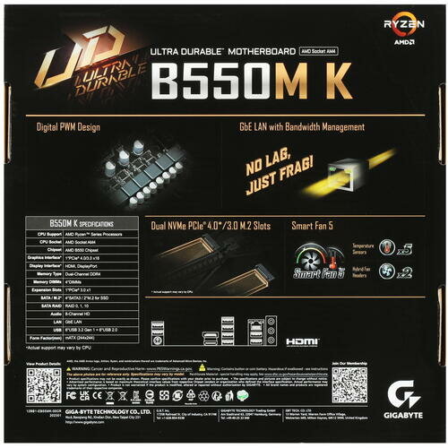 Материнская плата Gigabyte B550M K, Soc-AM4, AMD B550, mATX - фото №15
