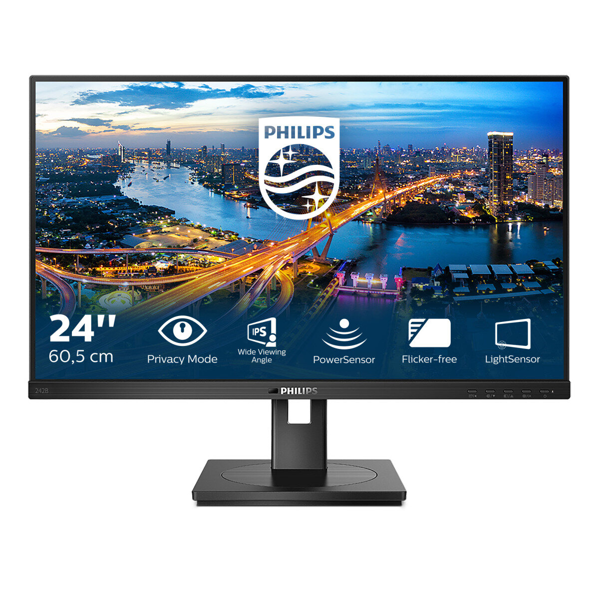 23.8" Монитор Philips 242B1V, 1920x1080, 75 Гц, IPS, черный