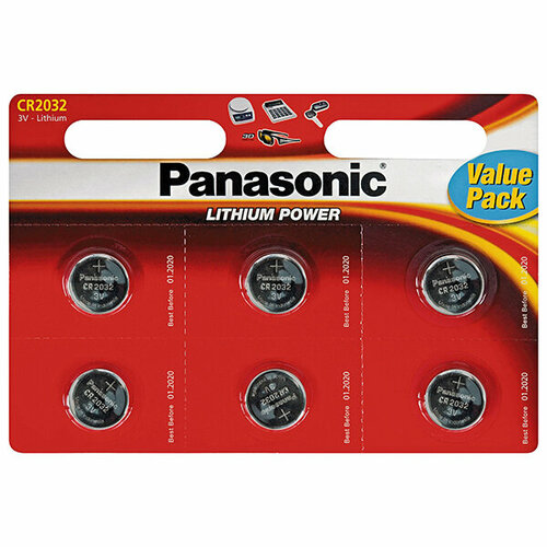 Батарейка литиевая Panasonic Lithium Power CR2025 3В дисковая 6шт литиевые дисковые батарейки panasonic cr 2430el 1b