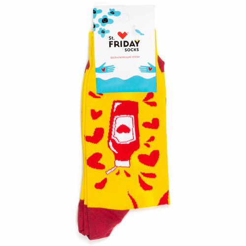 Носки St. Friday, размер 34-37, бордовый, желтый, красный носки st friday размер 34 37 зеленый голубой красный желтый