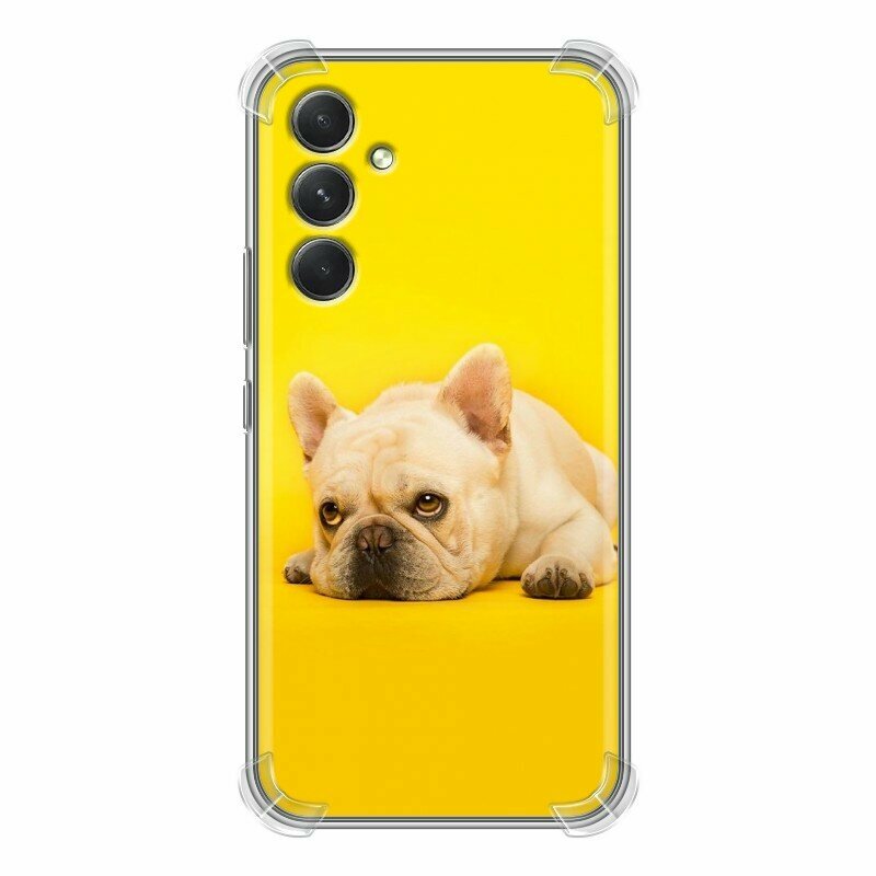 Дизайнерский силиконовый с усиленными углами чехол для Гэлакси А54 5Ж / Samsung Galaxy A54 5G Собака бульдог