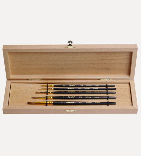 Изображение товара Набор №2 Roubloff 5 кистей из колонка буковый пенал