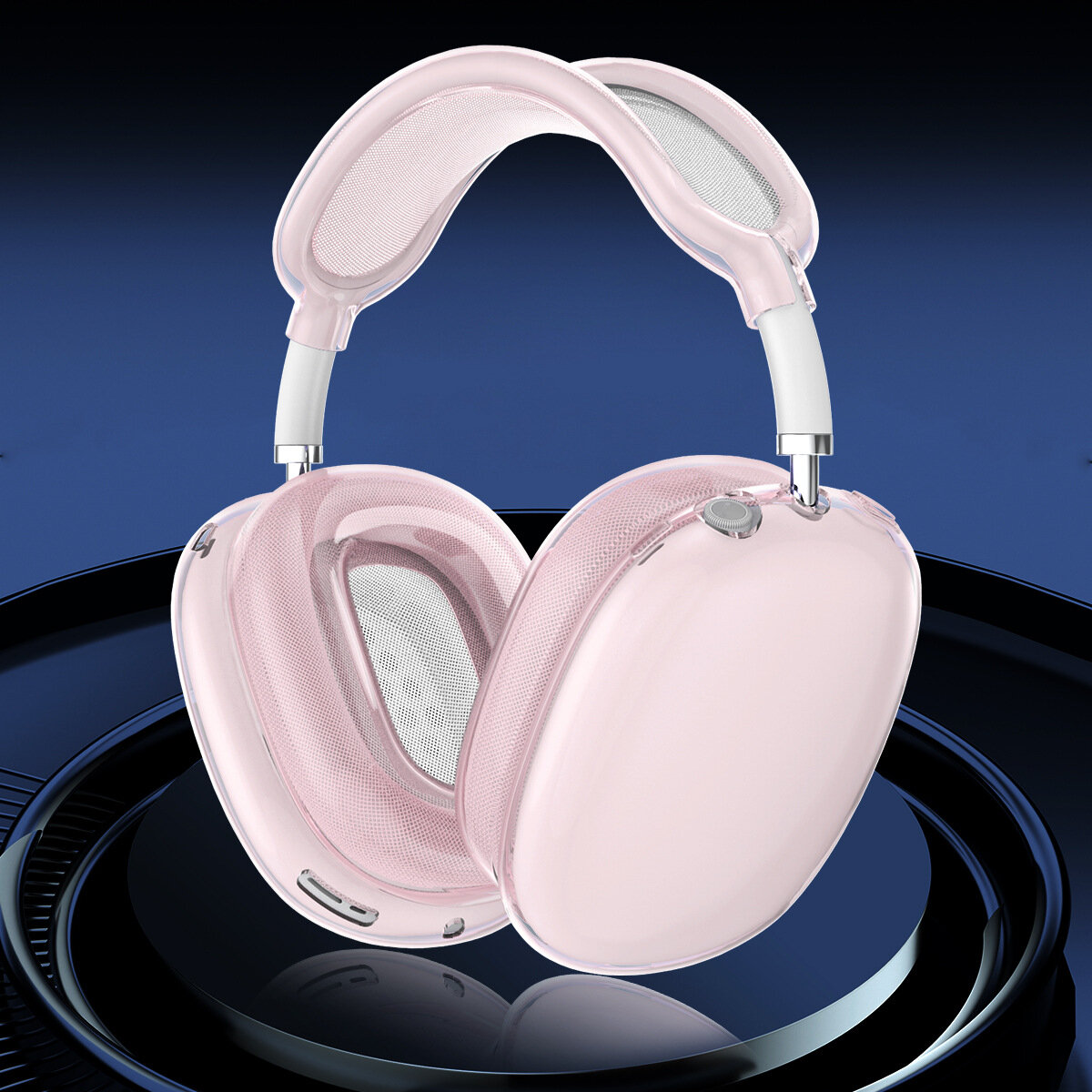 Чехол для наушников Apple AirPods Max 3в1 cиликоновые прозрачные накладки розовый