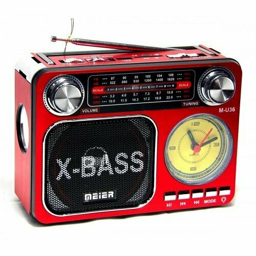Meier M-36 - радиоприемник с часами фонарем и Bluetooth 208100₽