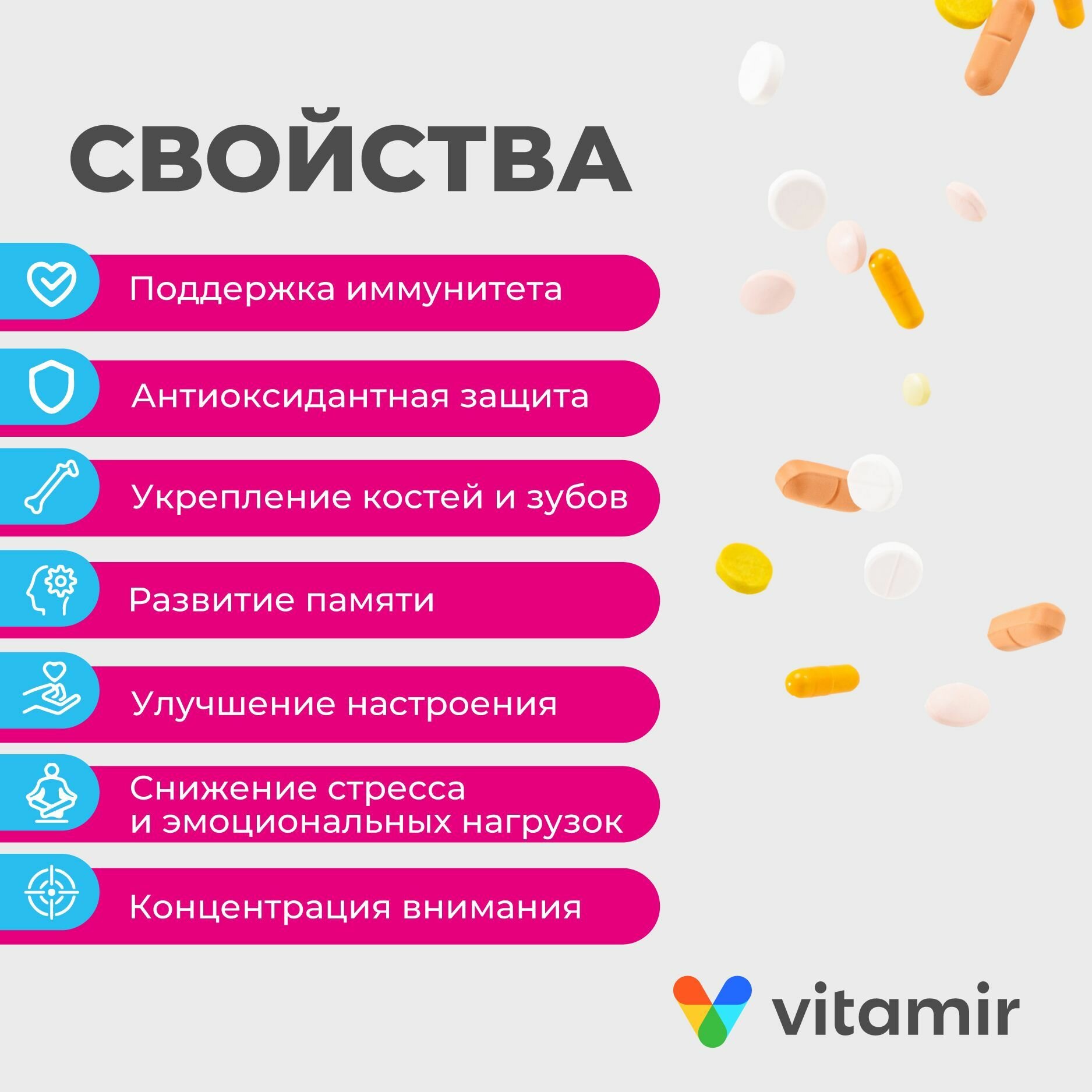 Мультивитамины VITAMIR для детей от 7 до 14 лет Премиум от А до Zn жев. таб. №30 — фото 1