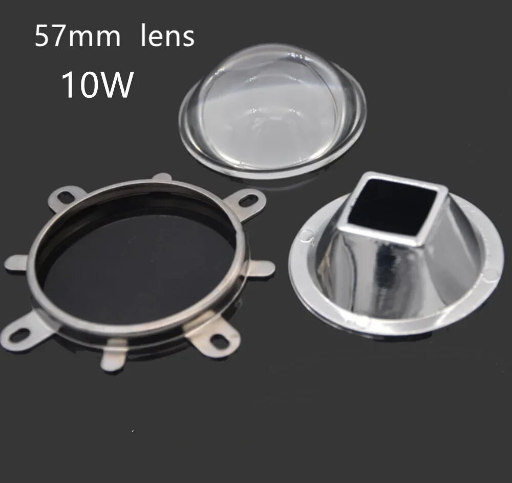 LED Линза SZRZGT 44 мм 60/90/120 градусов 60 degree 57mm 10W Серебряный