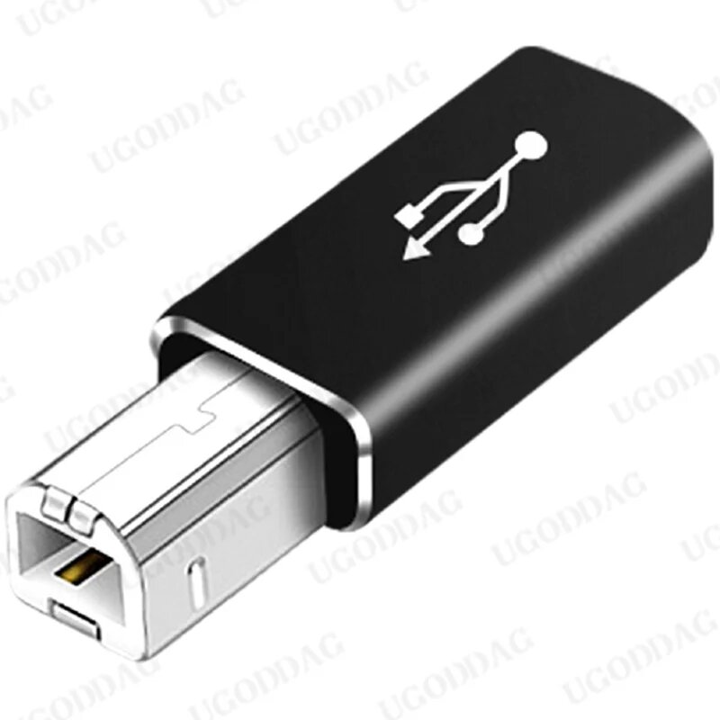 Кабель-адаптер USB Type-c к принтеру Конвертер квадратного порта для электронного пианино Принтер USB C «мама» на USB B «папа», Black