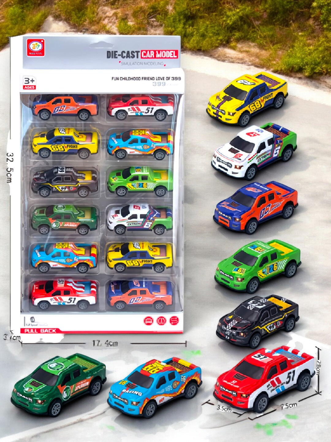 Металлические игрушечные машинки Die-Cast, с функцией Pull Back, набор