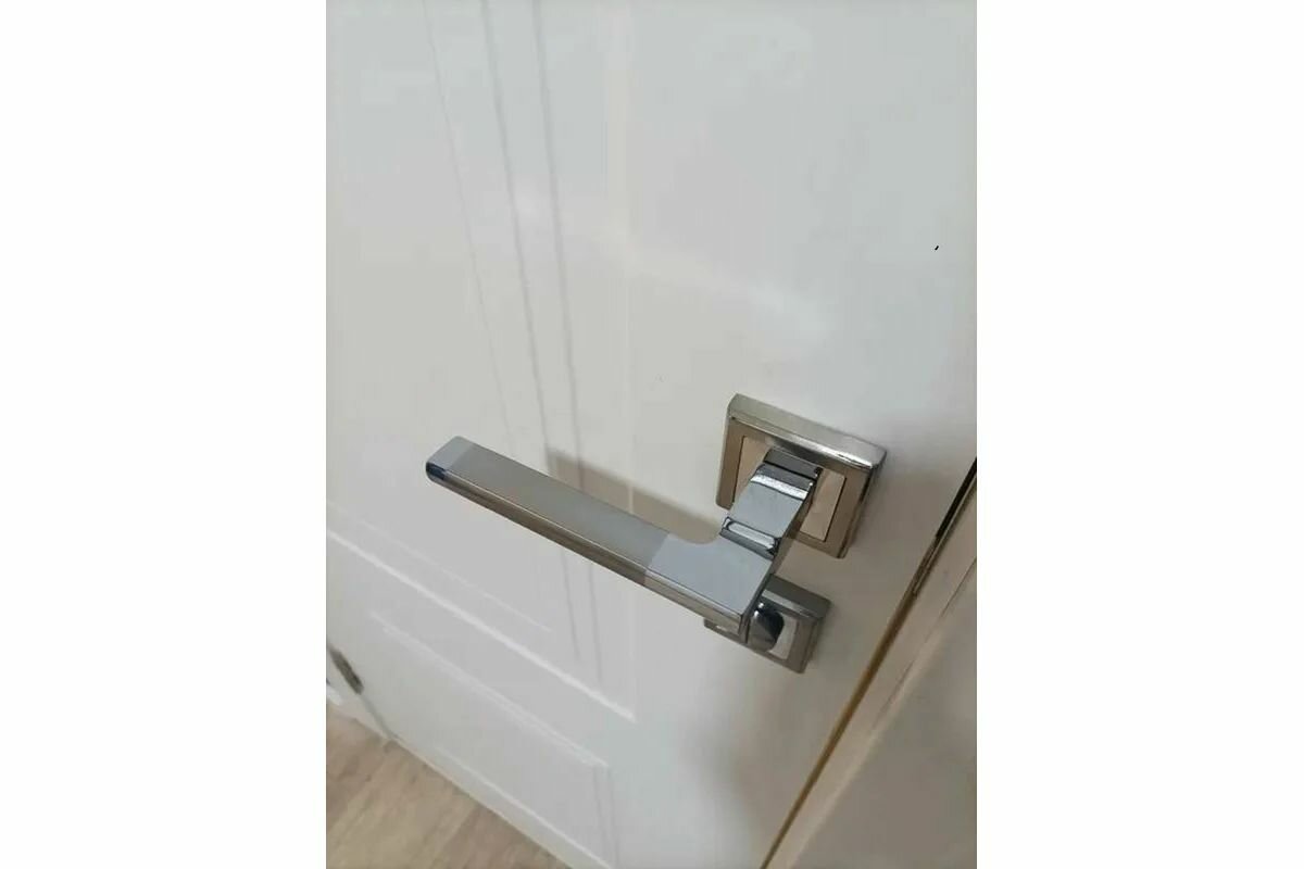 Комплект дверных ручек Rucetti RAP 17-S SN/CP-IND цвет бел. никель/хром, 2 шт. — фото 1