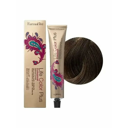фото Краска для волос farmavita hair coloring life color plus prof, перманентный краситель с низким содержанием аммиака, 6.88