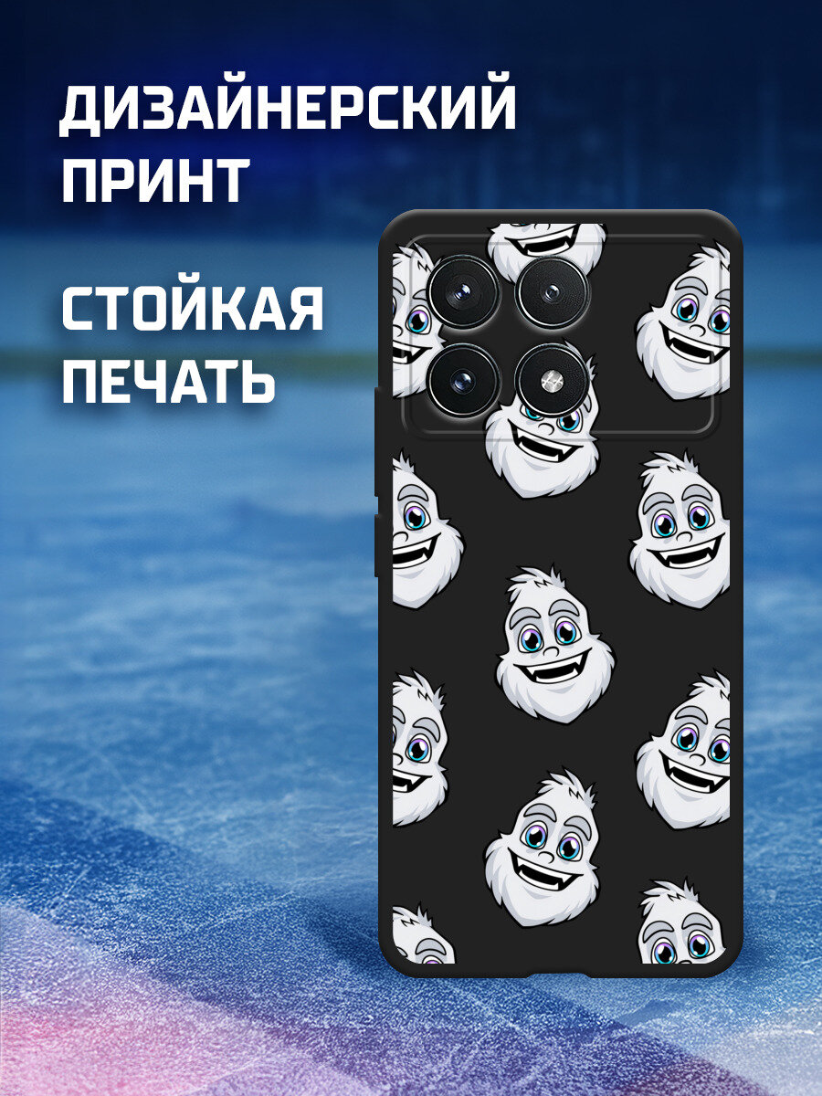 Изображение Чехол на Xiaomi Redmi K70 Pro 5G/K70 5G/Poco F6 Pro / Сяоми Редми K70 Про 5G/K70 5G/Поко Ф6 Про с принтом КХЛ. Крут Паттерн из маскота 1