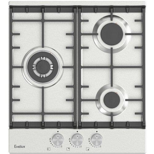 Варочная панель газовая встраиваемая Эвелюкс HEG 450Х нержавеющая сталь 460х515х100мм 3 конфорки 2 решетки газконтроль электроподжиг газовая 1679000₽