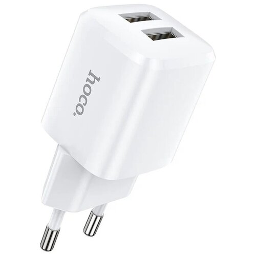 СЗУ, 2 USB 2.4A 12W (N8), HOCO, Умная зарядка, белый сетевое зарядное устройство hoco n8 briar кабель microusb 5 вт белый