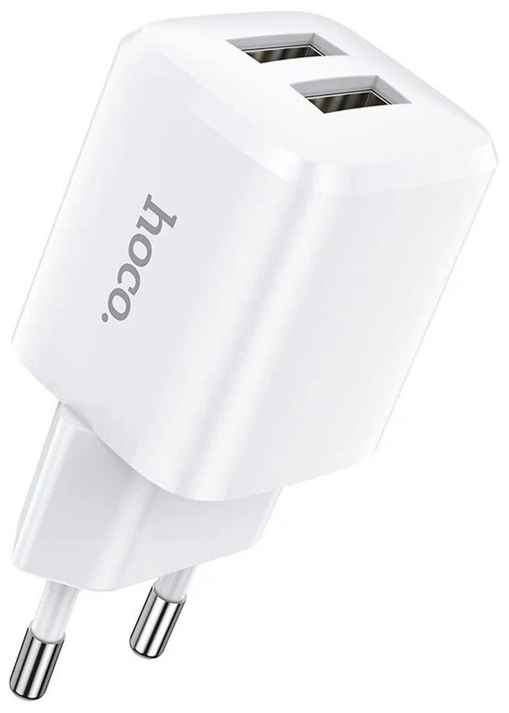 СЗУ, 2 USB 2.4A 12W (N8), HOCO, Умная зарядка, белый
