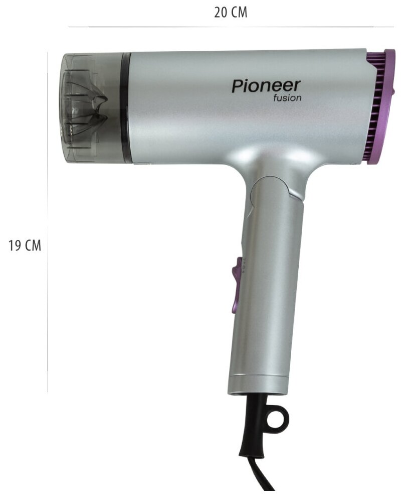 Фен Pioneer HD-1400, серебристый/фиолетовый - фотография № 9