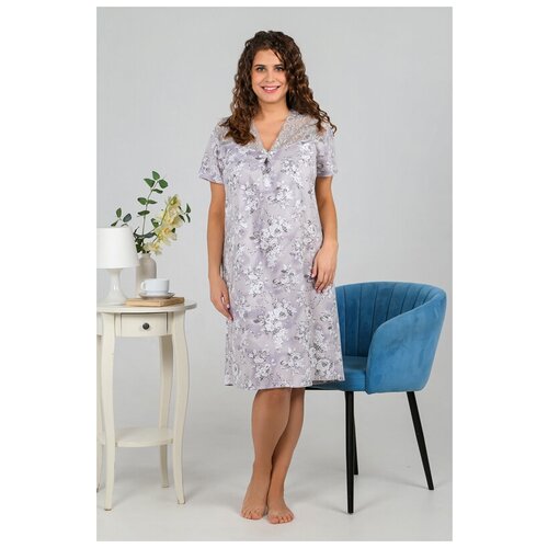 Сорочка VIOTEX, застежка отсутствует, короткий рукав, трикотажная, размер 60, голубой