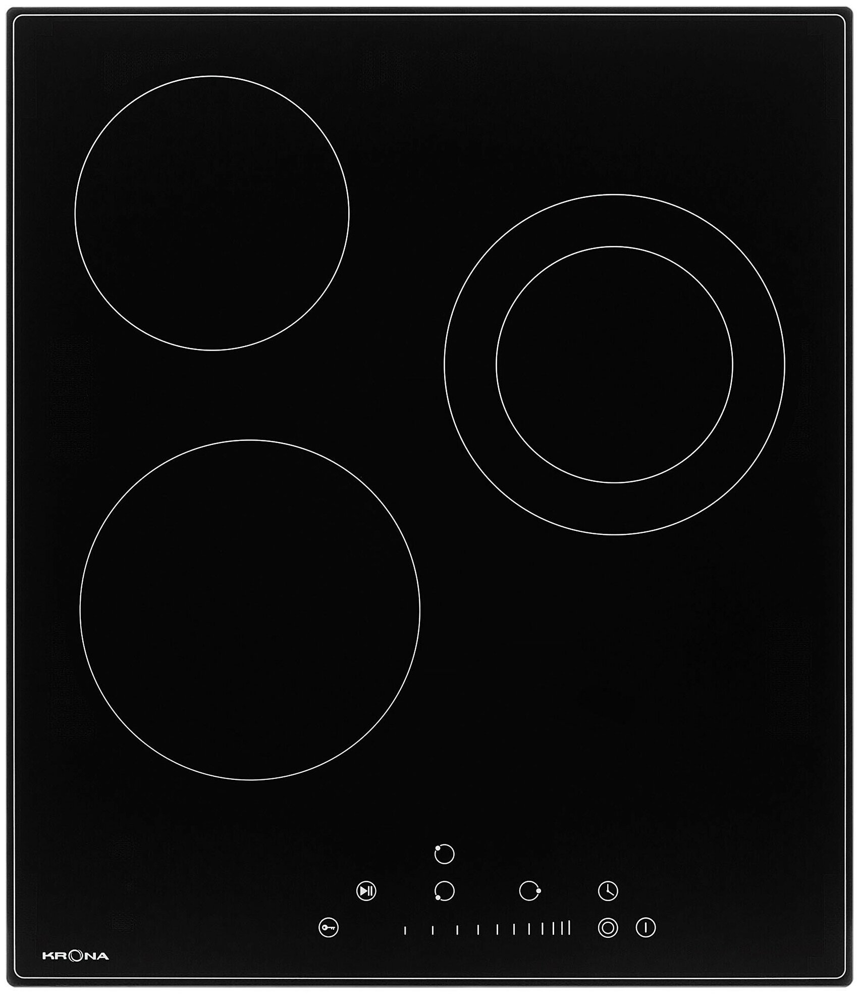 Поверхность стеклокерамическая KRONA LAUREL 45 BL черный (3 конф) - фотография № 1