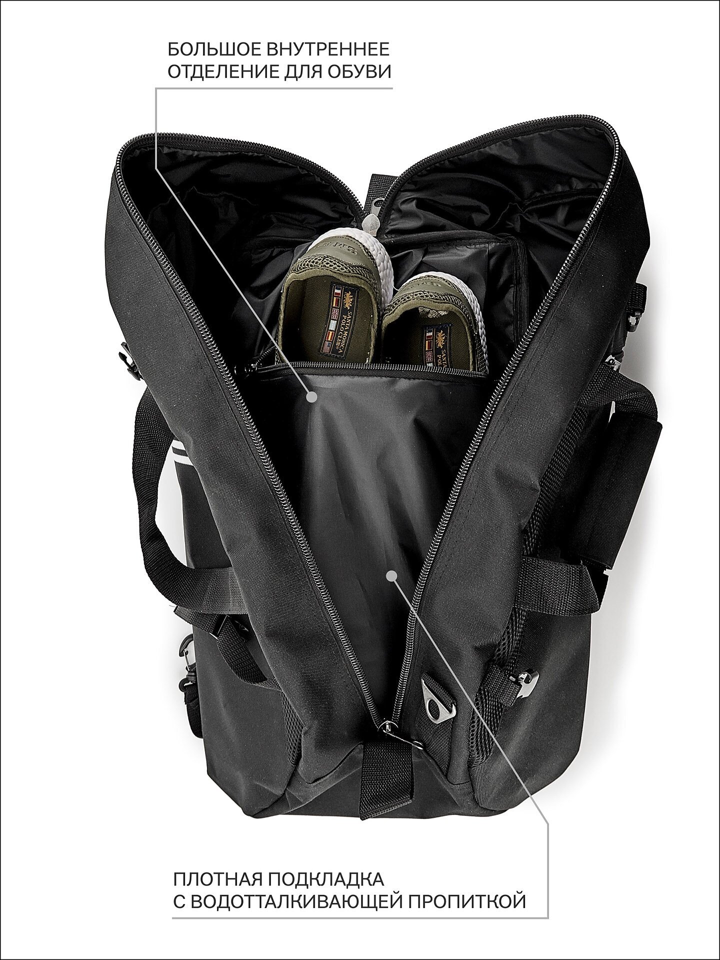 Сумка спортивная дорожная для тренировок для фитнеса, сумка - трансформер - 2 в 1 - рюкзак, большая - фотография № 4