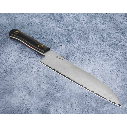 Кухонный нож Сантоку 18 см — японский шеф Santoku. TouTown. Сталь VG-10 Damascus / G10 + в подарок нож для фруктов!