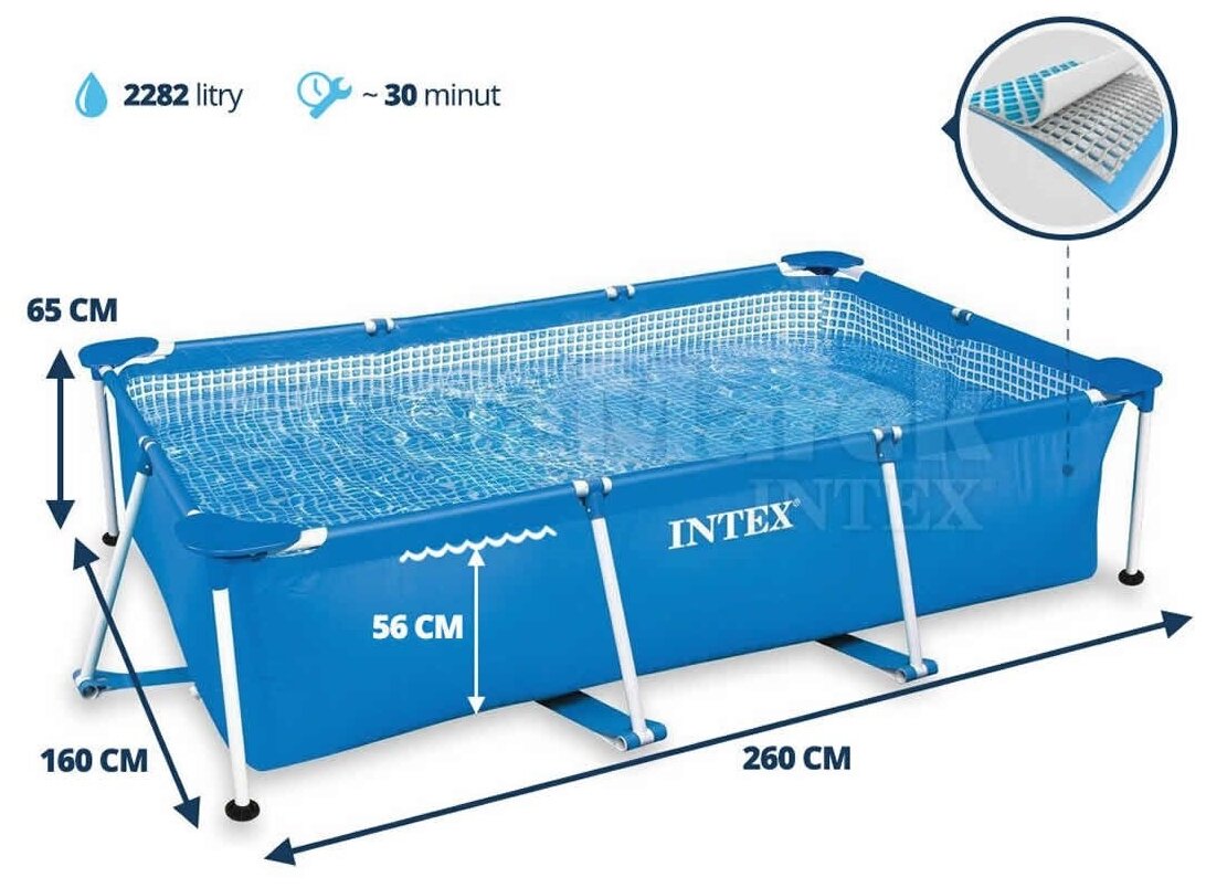 28271 Бассейн каркасный прямоугольный 260х160х65 см (без насоса) - фотография № 6