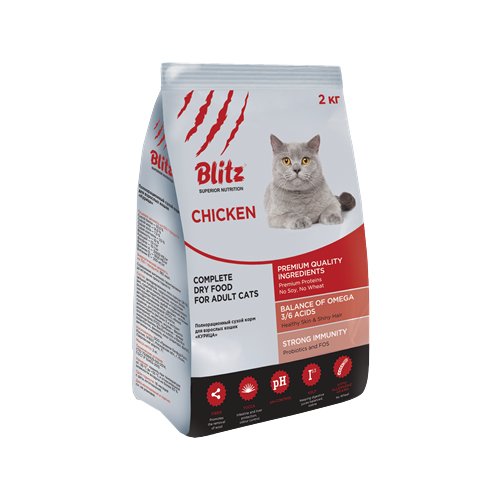 Корм сухой BLITZ (PET) BLITZ Adult Cats Chicken для взрослых кошек с курицей, 400 г