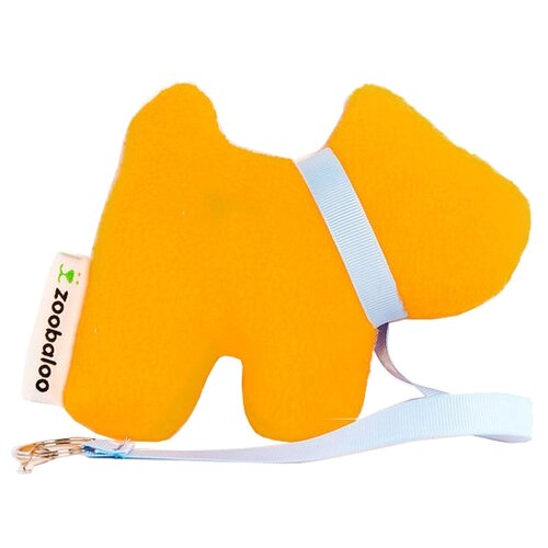 Игрушка для собак Zoobaloo Мягкая Собачка с поводком и карабином 15 см, оранжевый