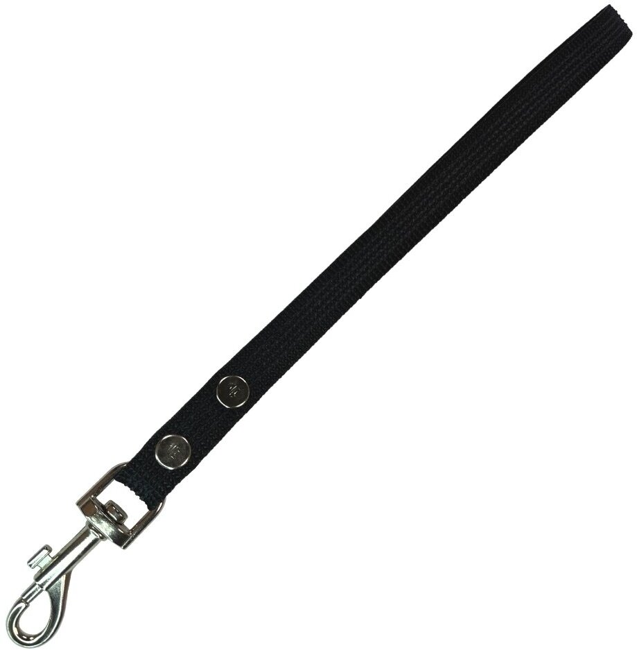 Поводок-водилка с большой ручкой для средних собак нейлоновый прорезиненный 40 см х 20 мм черный (до 35 кг)