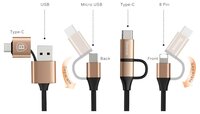 Кабель Baseus 5 in 1 USB - microUSB/Lightning (CA5IN1) 1 м черный