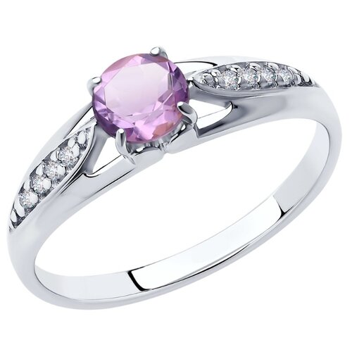 фото Diamant кольцо из серебра с аметистом и фианитами 94-310-00498-1, размер 16.5