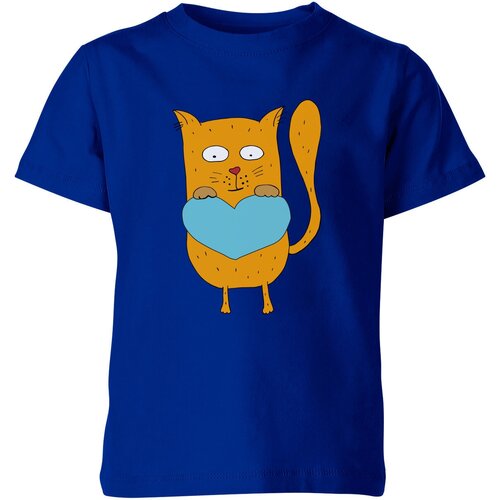 Футболка Us Basic, размер 4, синий детская футболка кот с сердцем 128 красный