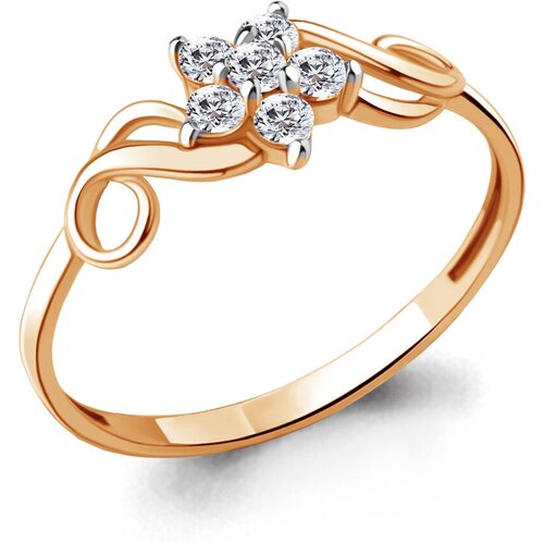 фото Золотое кольцо aquamarine 68003а с фианитом diamant-online