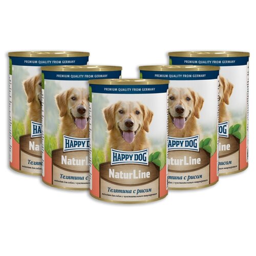 фото Влажный корм для собак Happy Dog NaturLine телятина с рисом 5шт. х 400г