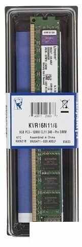 Оперативная память Kingston ValueRAM 8 ГБ DDR3 1600 МГц DIMM CL11 KVR16N11/8