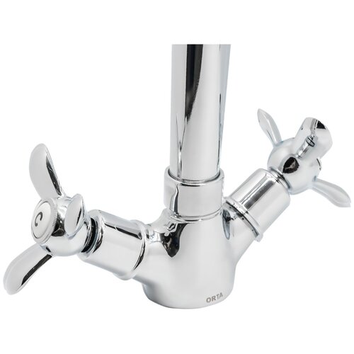 Смеситель для мойки/раковины ORTA E20255-125 двухручковый поворот.илив на гайке хром
