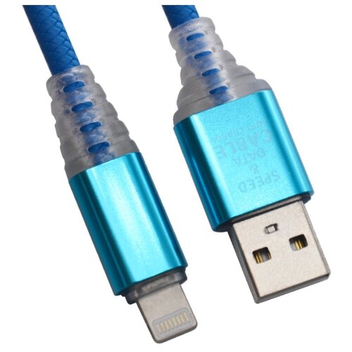 фото Кабель liberty project usb - lightning "змея" led tpe 1 м синий