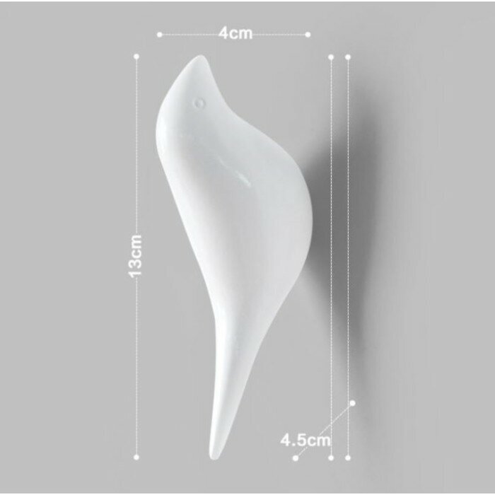 Декор настенный-вешалка "Птичка" 13 x 4 см, белый - фотография № 5