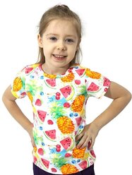 Футболка для девочки Эврика детская одежда М-293 размер: 122-64 цвет: белый, принт