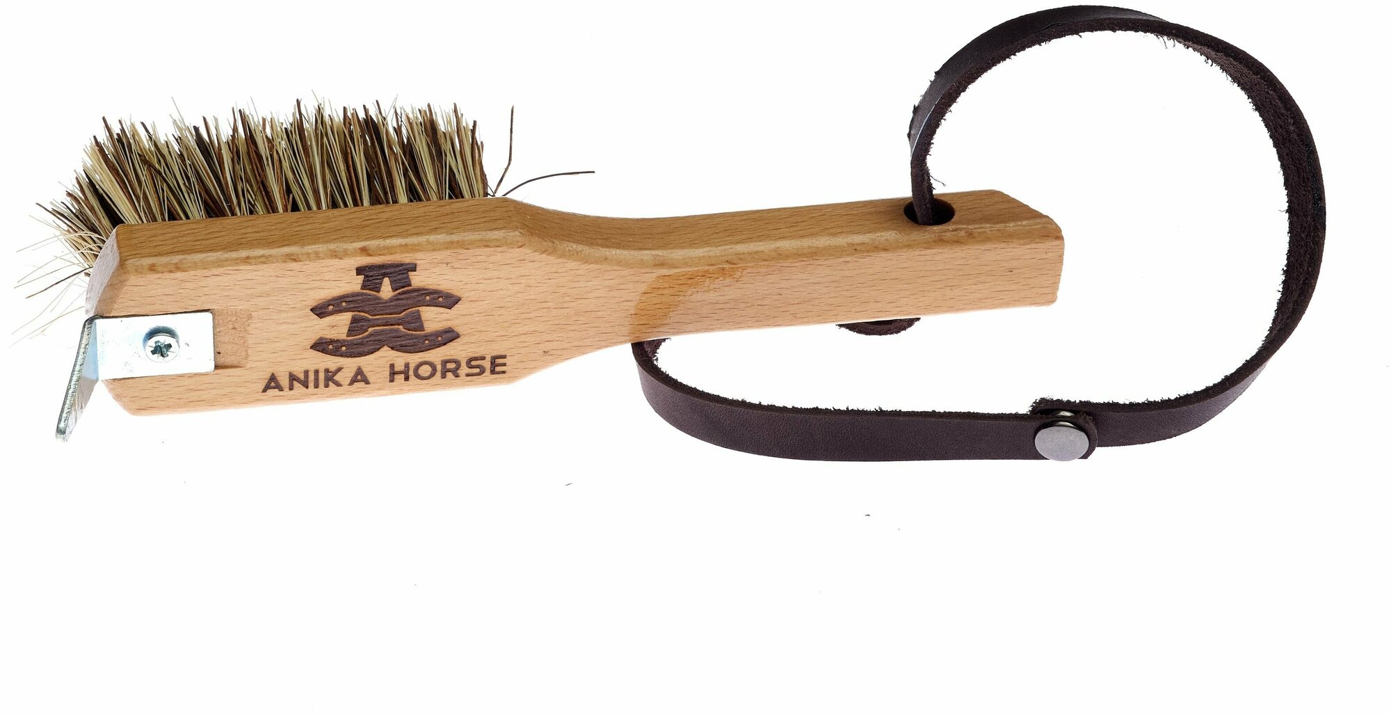 Копытный крючок для лошади с жестким натуральным ворсом ANIKA HORSE/Деревянная щетка для чистки копыт лошади (Whitehorseshop) - фотография № 3