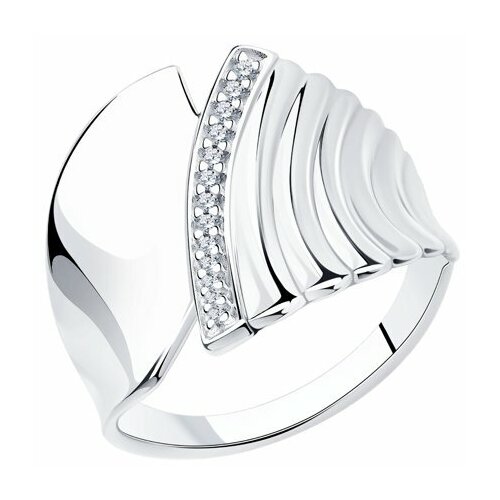 фото Кольцо diamant online, серебро, 925 проба, фианит, размер 18, серебристый