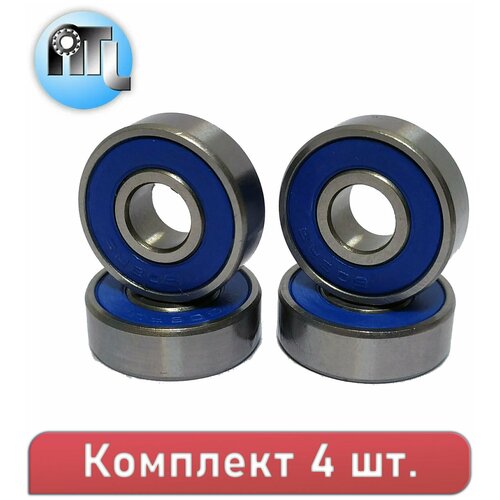 Комплект из 4 шт. Подшипник 608-2RS (180018) 6082RS NTL Bearing. Для самокатов, роликов, скейтбордов. ABEC-7