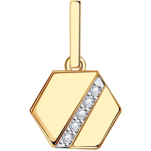 фото Подвеска diamant online, золото, 585 проба, фианит, циркон, размер 1.1 см.