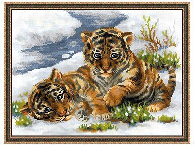 Набор для вышивания RIOLIS Сотвори Сама 1564 Тигрята в снегу 40 х 30 см