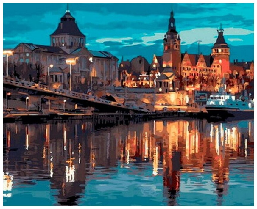 Цветной Картина по номерам "Европейский город", 40х50 см