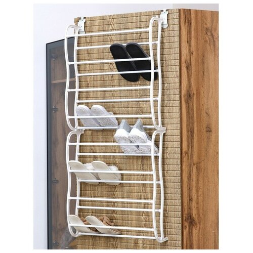 Полка для обуви надверная, 8 ярусов (на 24 пары обуви), 50x20x124 см, цвет белый