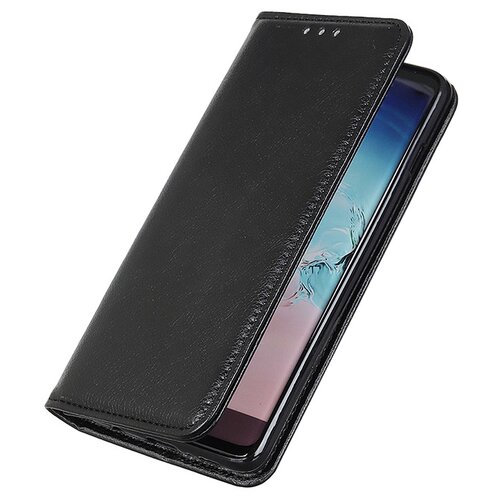 фото Чехол-книжка mypads premium для oppo a5 2020 из качественной натуральной мраморной кожи буйвола прошитый элегантной прострочкой черный с магнитной крышкой