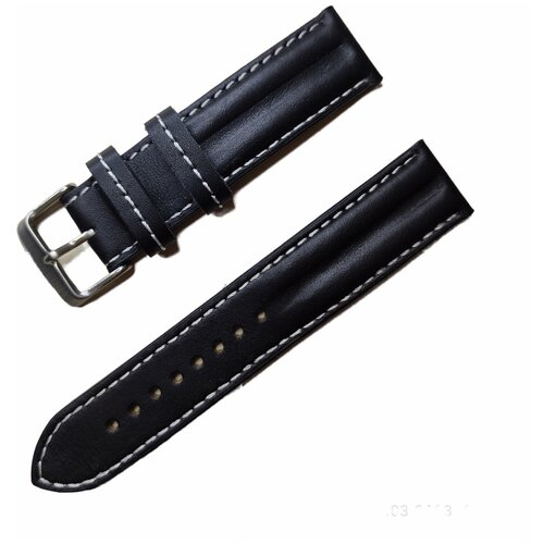 фото Ремень альфа , натуральная гладкая кожа, прострочка белые нитки 20мм. alfa