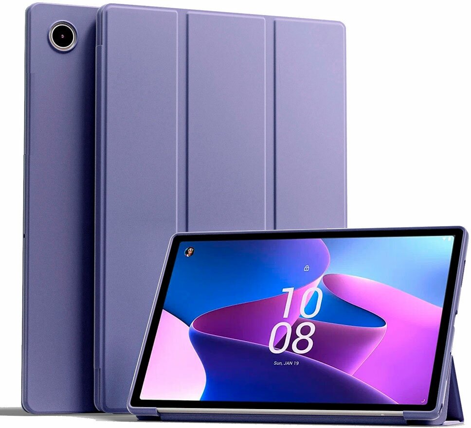 Чехол для планшета Lenovo Tab M10 Plus (3rd Gen) 10.6 дюйма (TB125/TB128), из мягкого силикона, трансформируется в подставку (дымчато-фиолетовый)