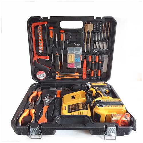 Аккумуляторная дрель-шуруповерт 26V профессиональный инструмент бренд MAGNET набор инструментов в кейсе два аккумулятора Li-lon 765000₽