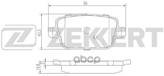 Колодки Торм. Диск. Задн. Ford Focus Ii 05- Galaxy Ii 06- Mondeo Iv 07- S-Max 07- Volvo S80 Ii 0 Zekkert арт. bs-2821